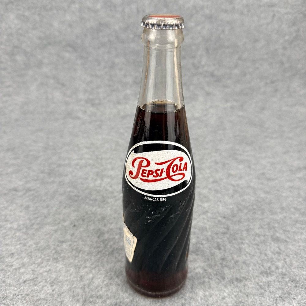 Vintage Pepsi Cola Mexico Glass Bottle Full Sealed 346ml Soda Collectible